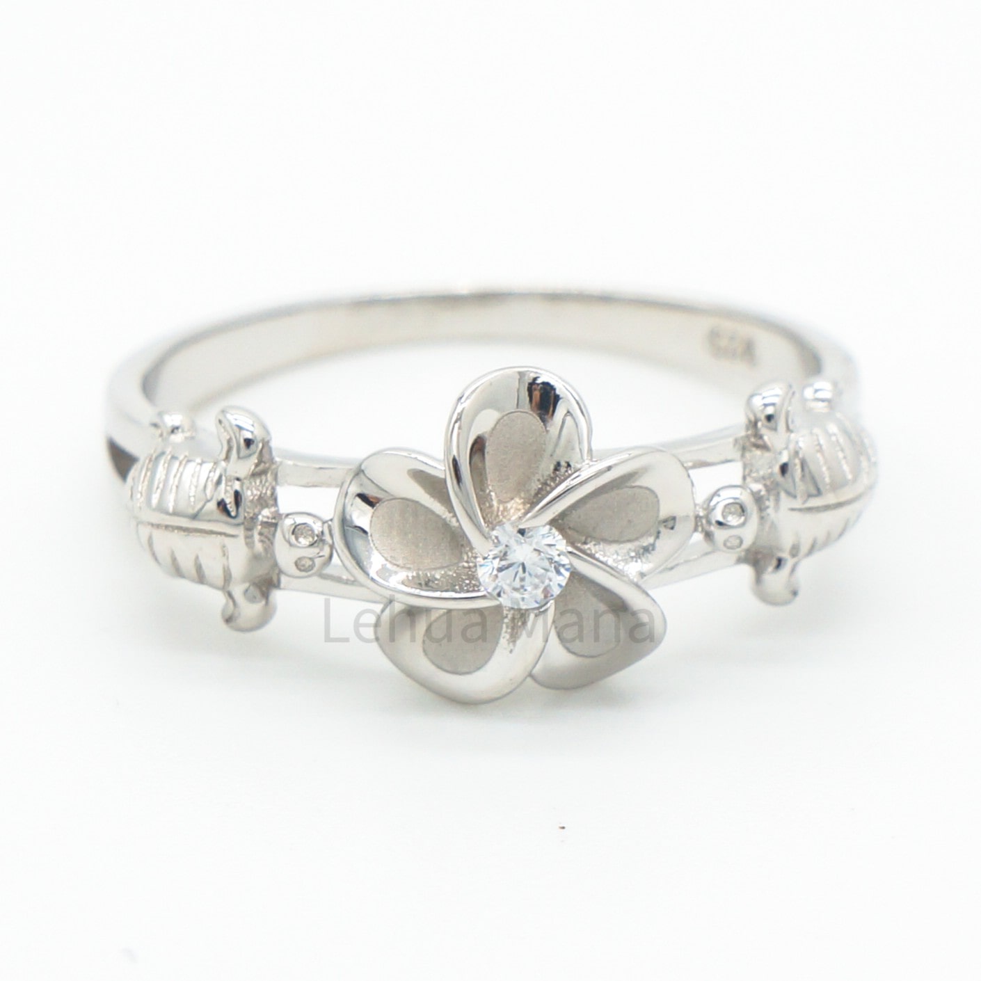 925 Silver Flower Turtle Ring, Silver Ring, 925 Sterling Silver Jewelry, Flower Turtle Ring