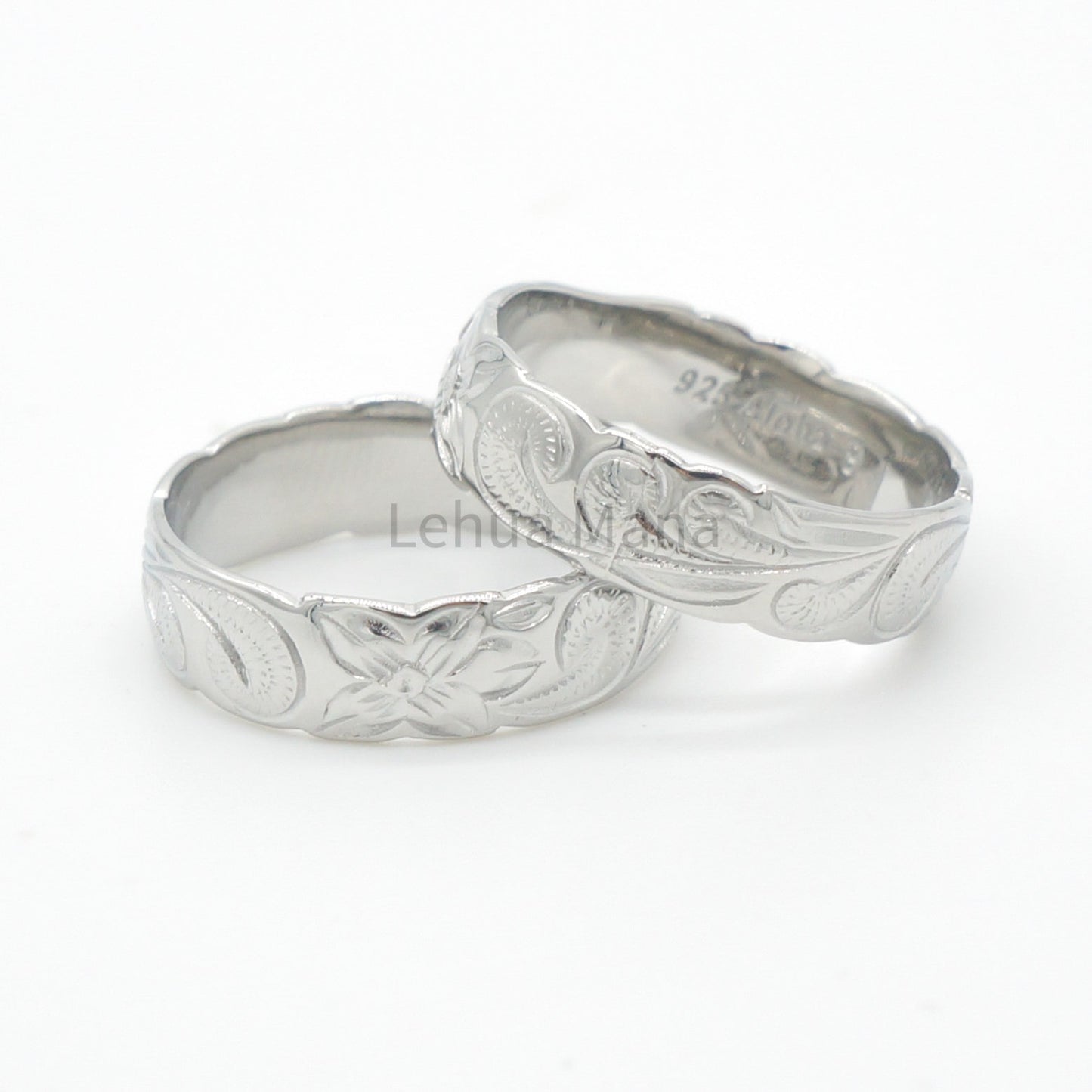 925 Silver 6mm Flower Band Ring, Silver Ring, 925 Sterling Silver Jewelry, 6mm Flower Band Ring