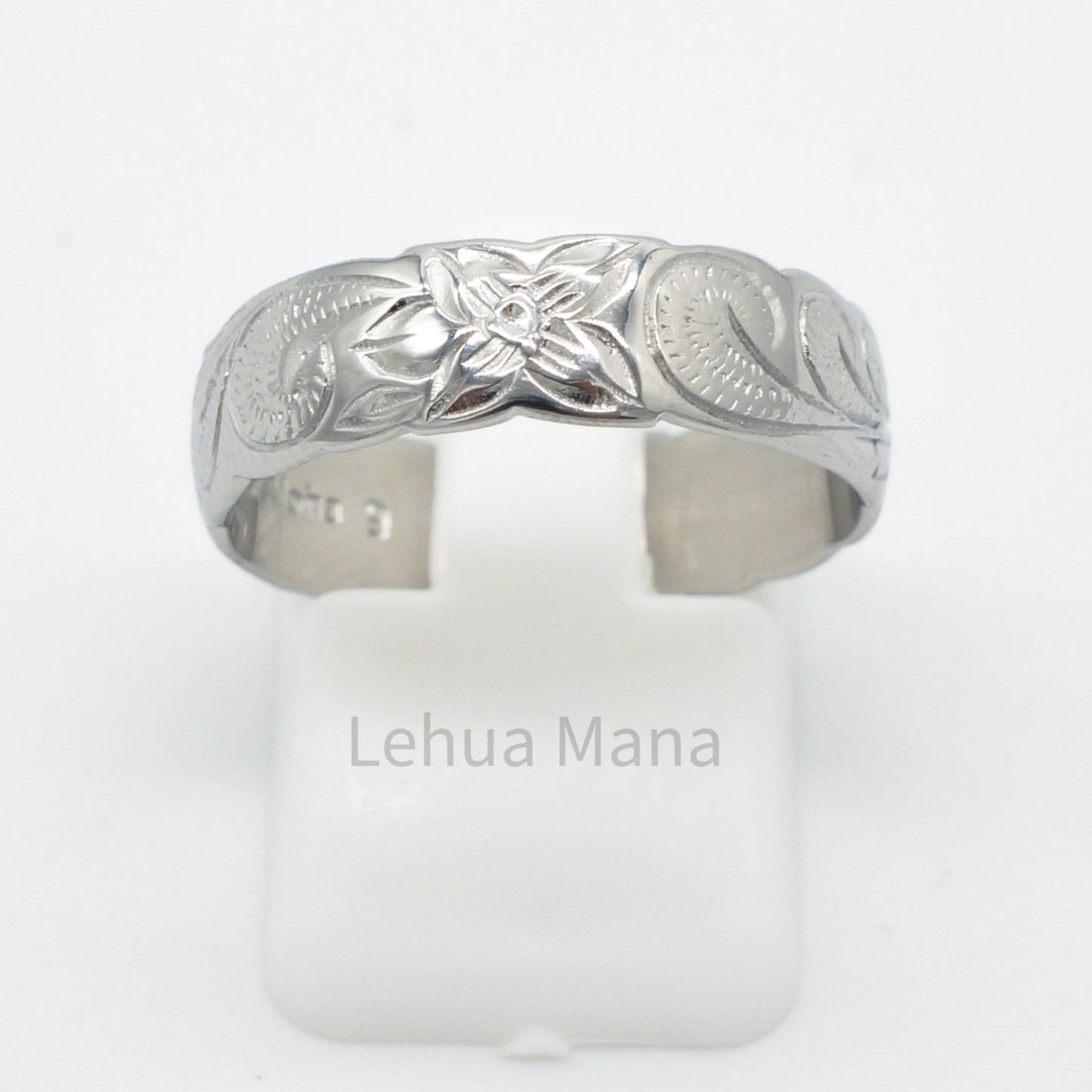925 Silver 6mm Flower Band Ring, Silver Ring, 925 Sterling Silver Jewelry, 6mm Flower Band Ring