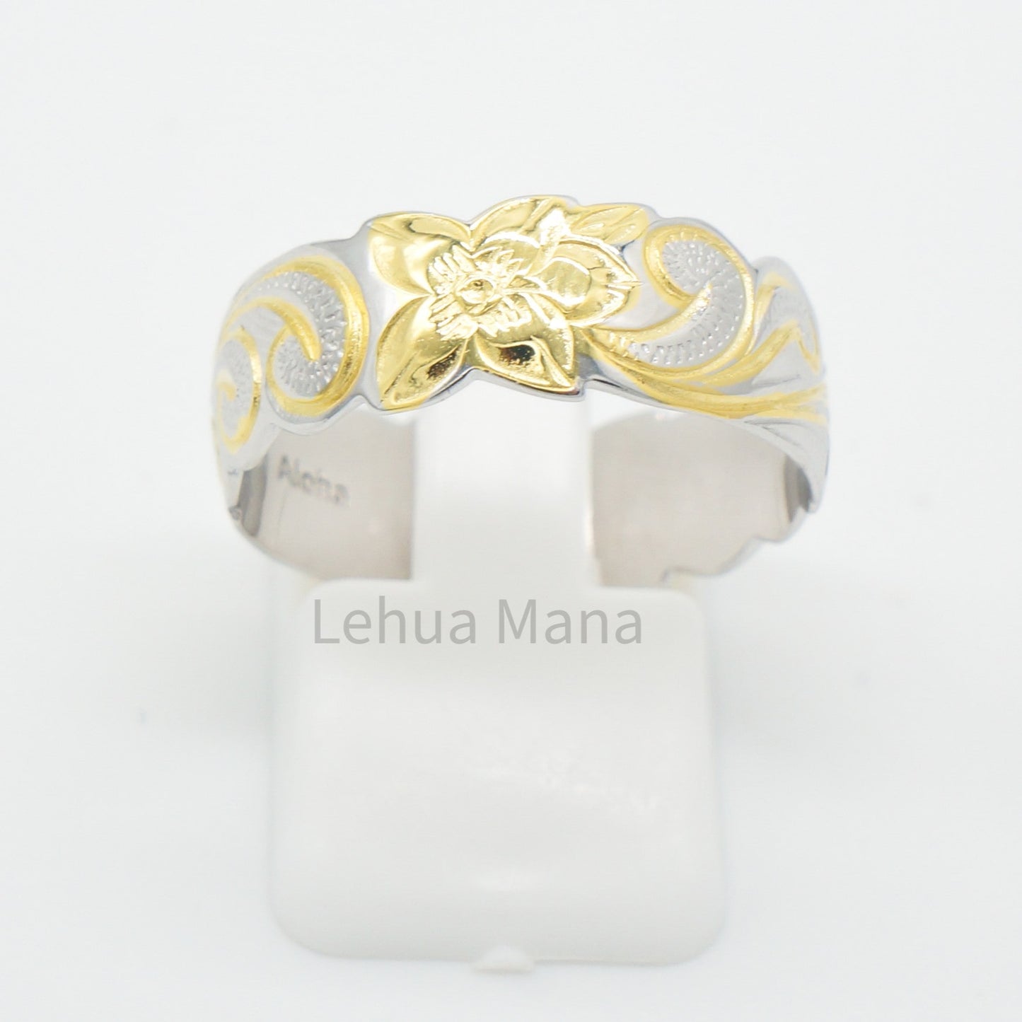 925 Silver 8mm Flower Band Ring, Silver Ring, 925 Sterling Silver Jewelry, 8mm Flower Band Ring