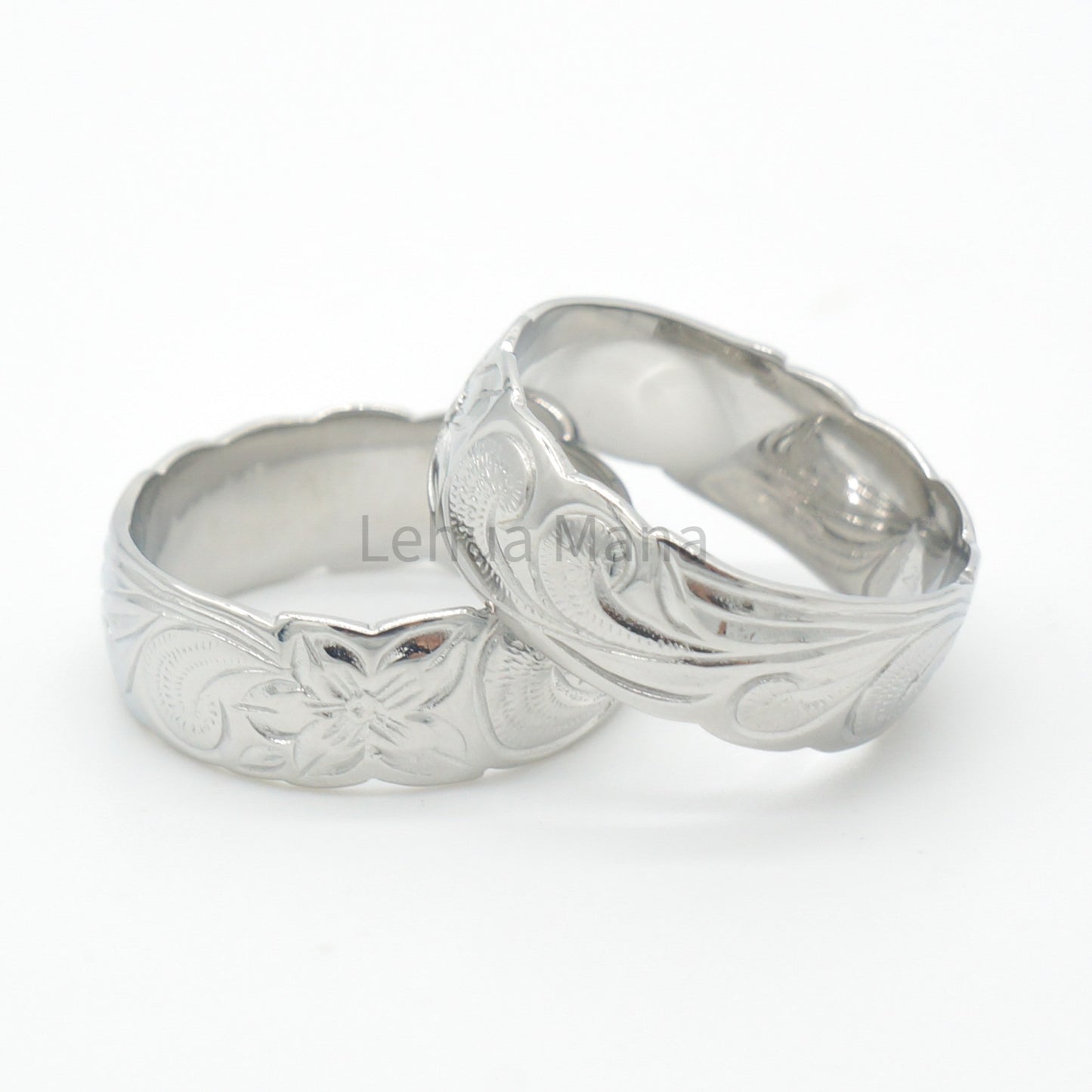 925 Silver 8mm Flower Band Ring, Silver Ring, 925 Sterling Silver Jewelry, 8mm Flower Band Ring