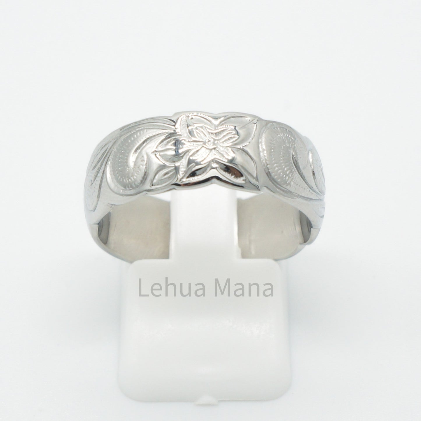 925 Silver 8mm Flower Band Ring, Silver Ring, 925 Sterling Silver Jewelry, 8mm Flower Band Ring