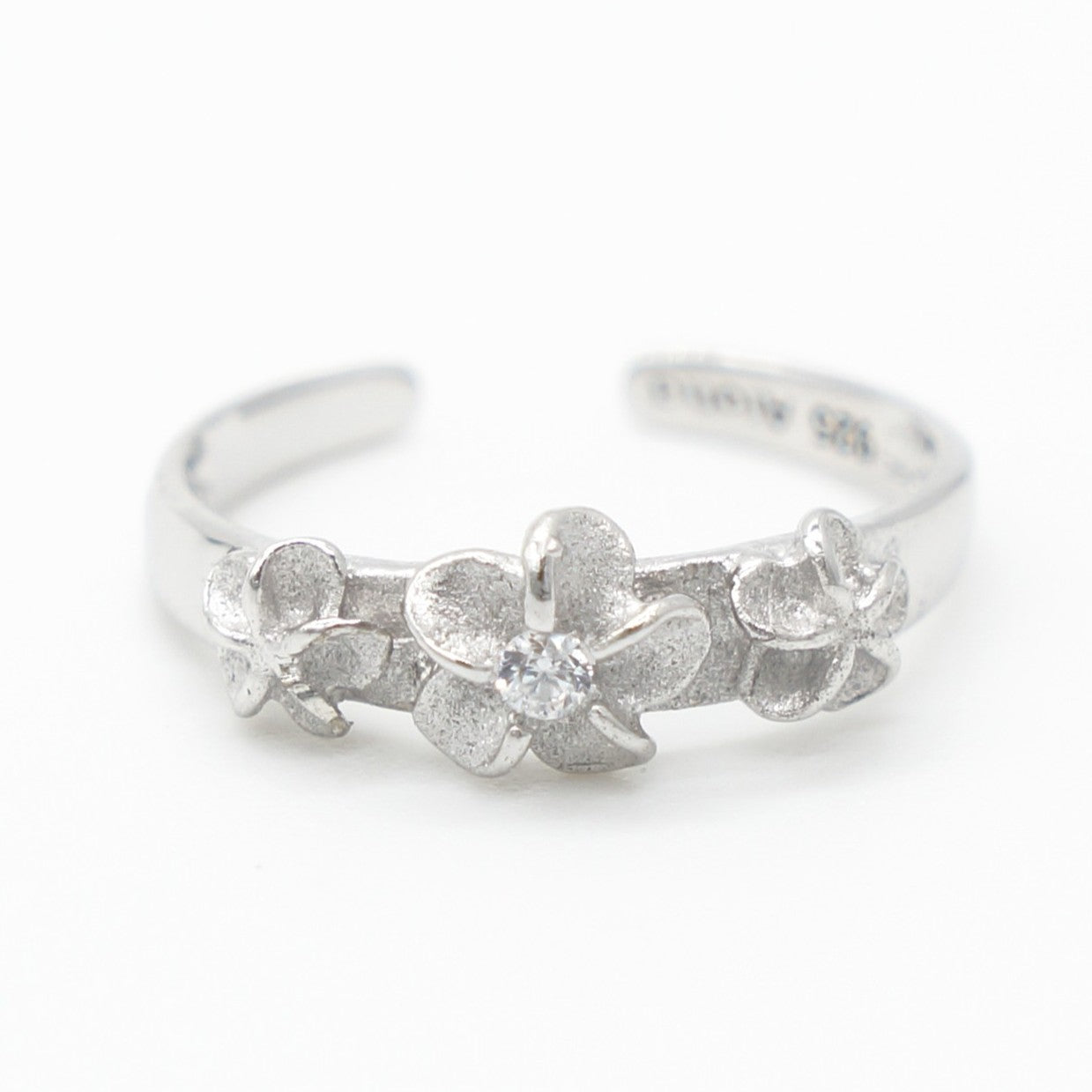 925 silver flower toe ring, silver toe rings, flower ring