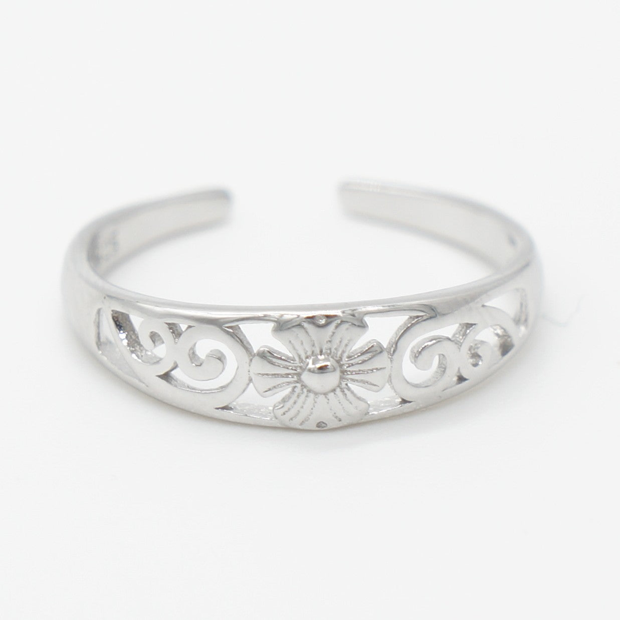 925 silver flower toe ring, silver toe rings, flower ring