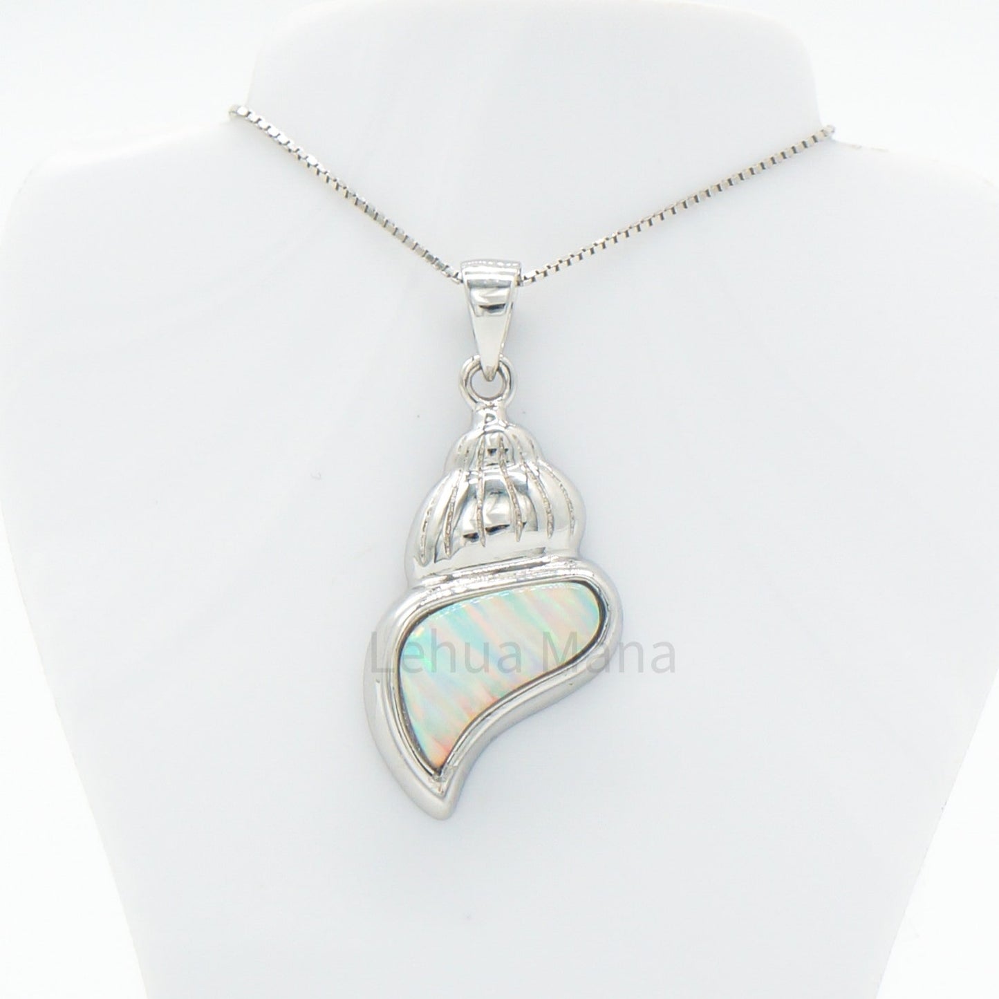 925 Silver White Opal Conch Seashell Necklace, Opal Necklace, 925 Sterling Silver Jewelry, Conch Seashell Necklace