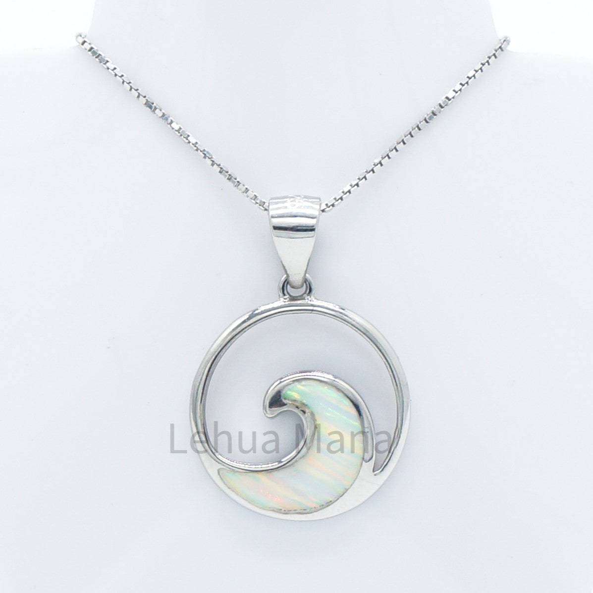 925 Silver Opal Round Wave Necklace, Opal Necklace, 925 Sterling Silver Jewelry, Round Wave Necklace