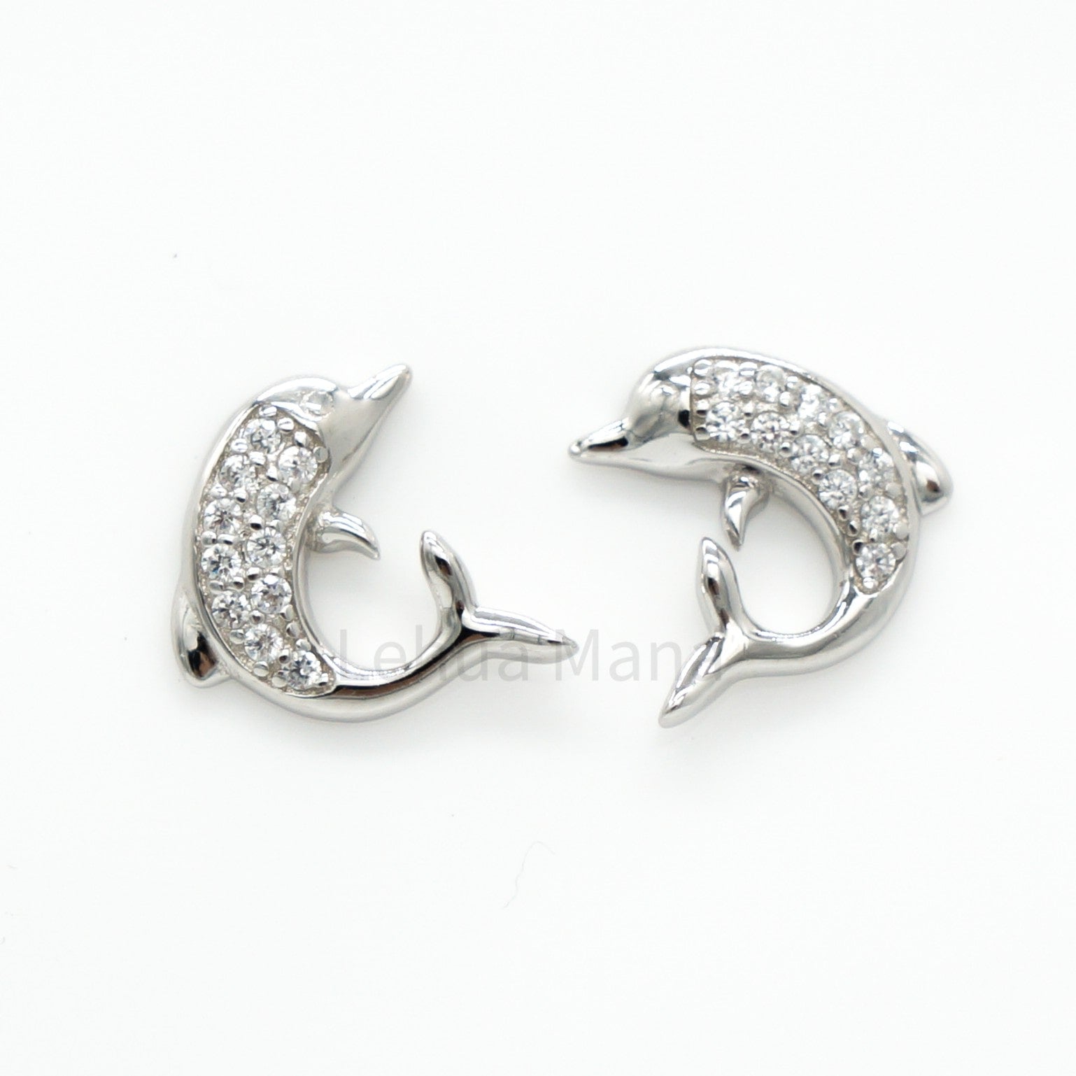 925 Silver CZ Dolphin Post Earrings, CZ Earrings, Cubic Zirconia Earrings, 925 Sterling Silver Jewelry, Dolphin Earrings, Stud Earrings