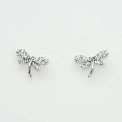 925 Sterling Silver CZ Dragonfly Stud Earrings