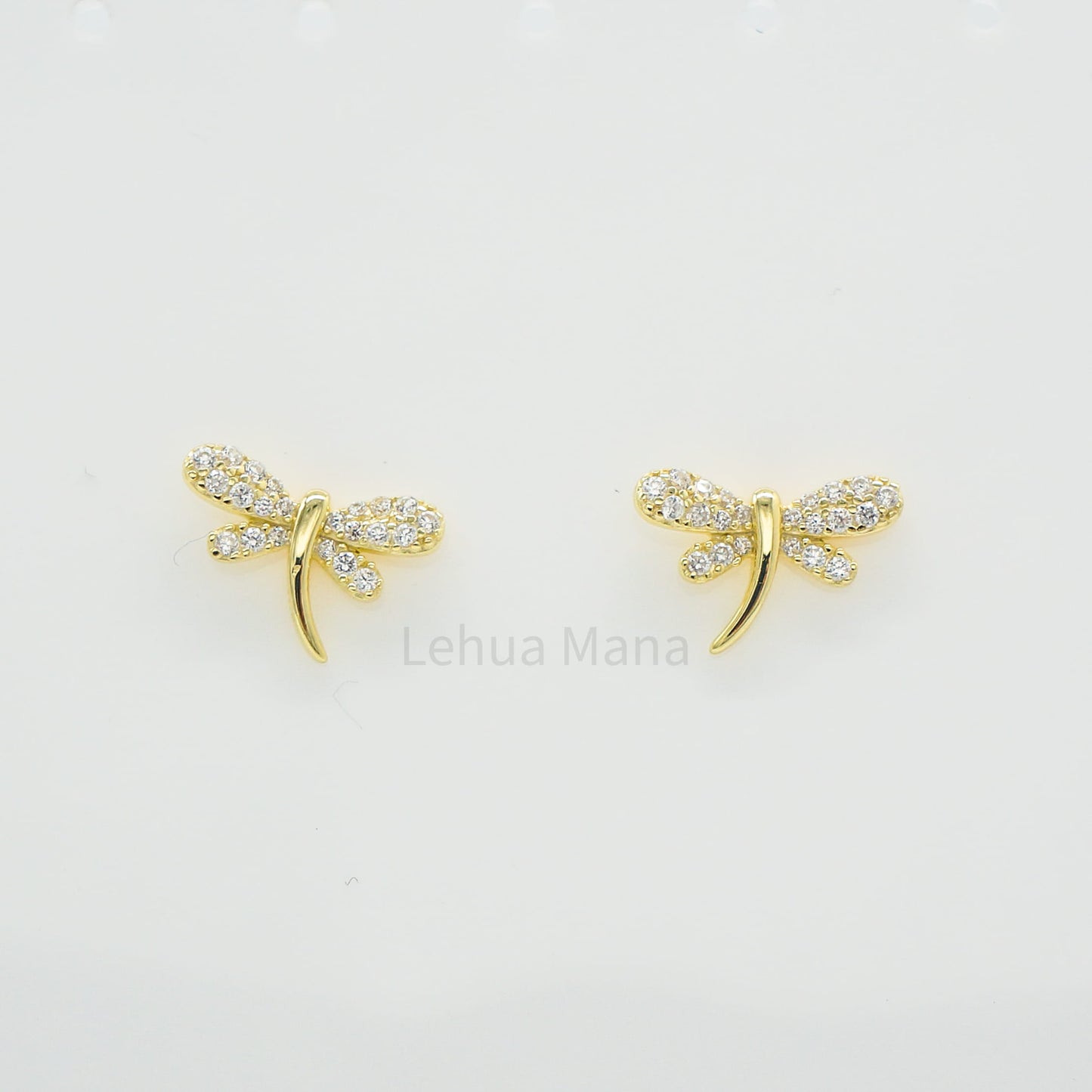 925 Sterling Silver CZ Dragonfly Stud Earrings
