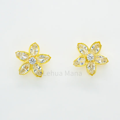925 Silver CZ Flower Post Earrings, CZ Earrings, Cubic Zirconia Earrings, 925 Sterling Silver Jewelry, Flower Earrings, Stud Earrings