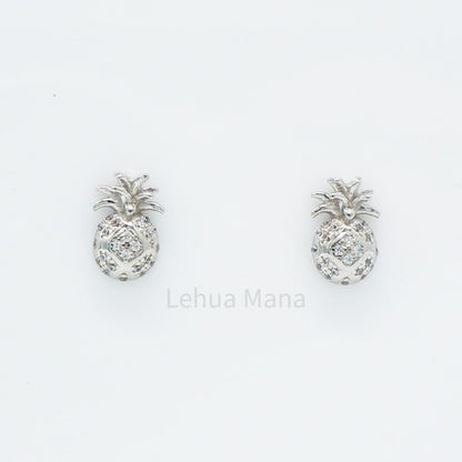 925 Sterling Silver CZ Pineapple Stud Earrings