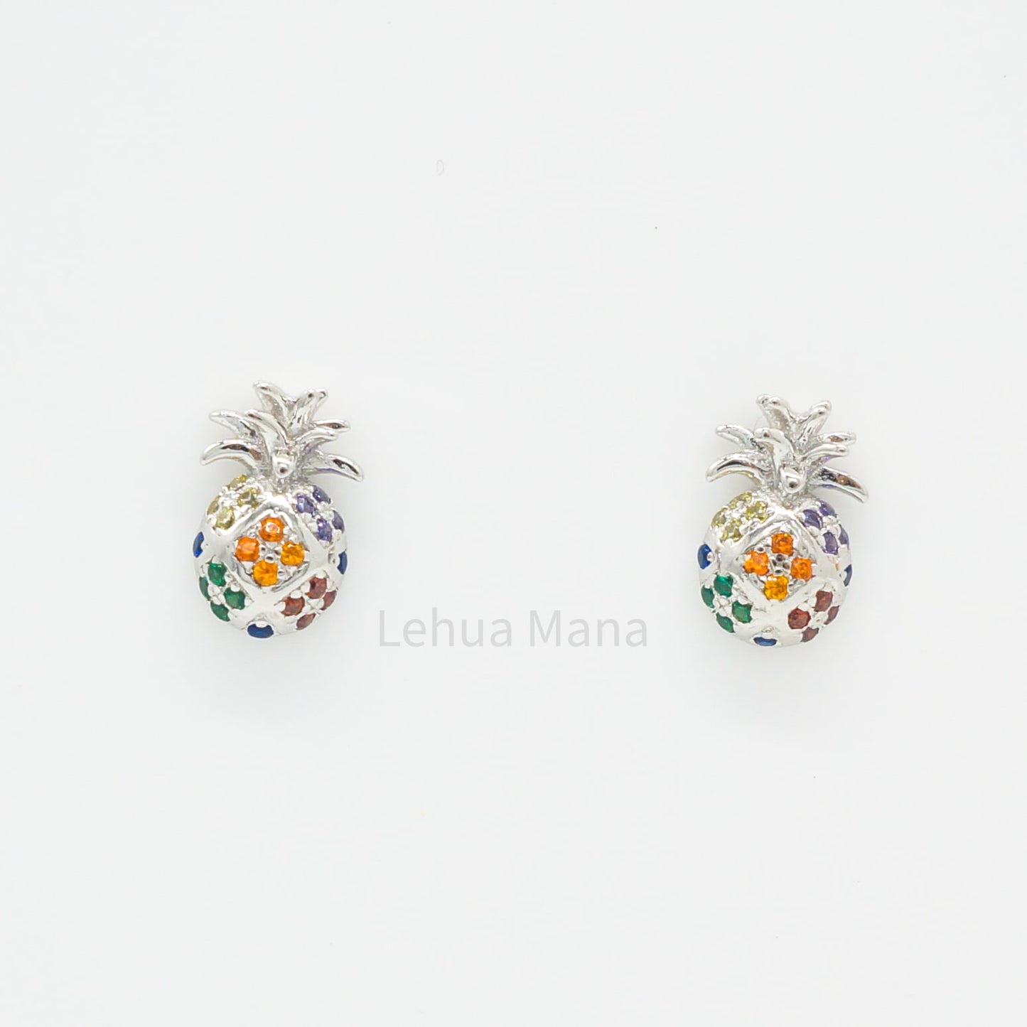 925 Sterling Silver CZ Pineapple Stud Earrings