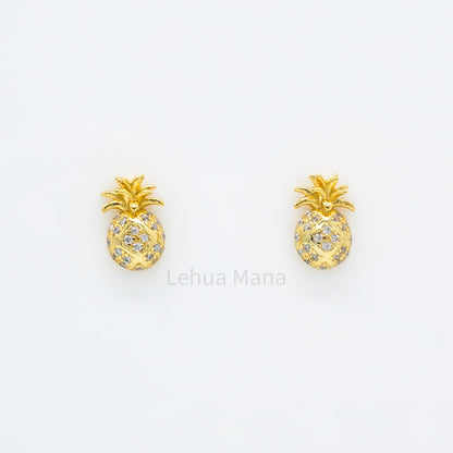 925 Sterling Silver CZ Pineapple Stud Earrings