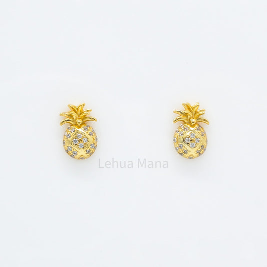 925 Sterling Silver CZ Pineapple Stud Earrings