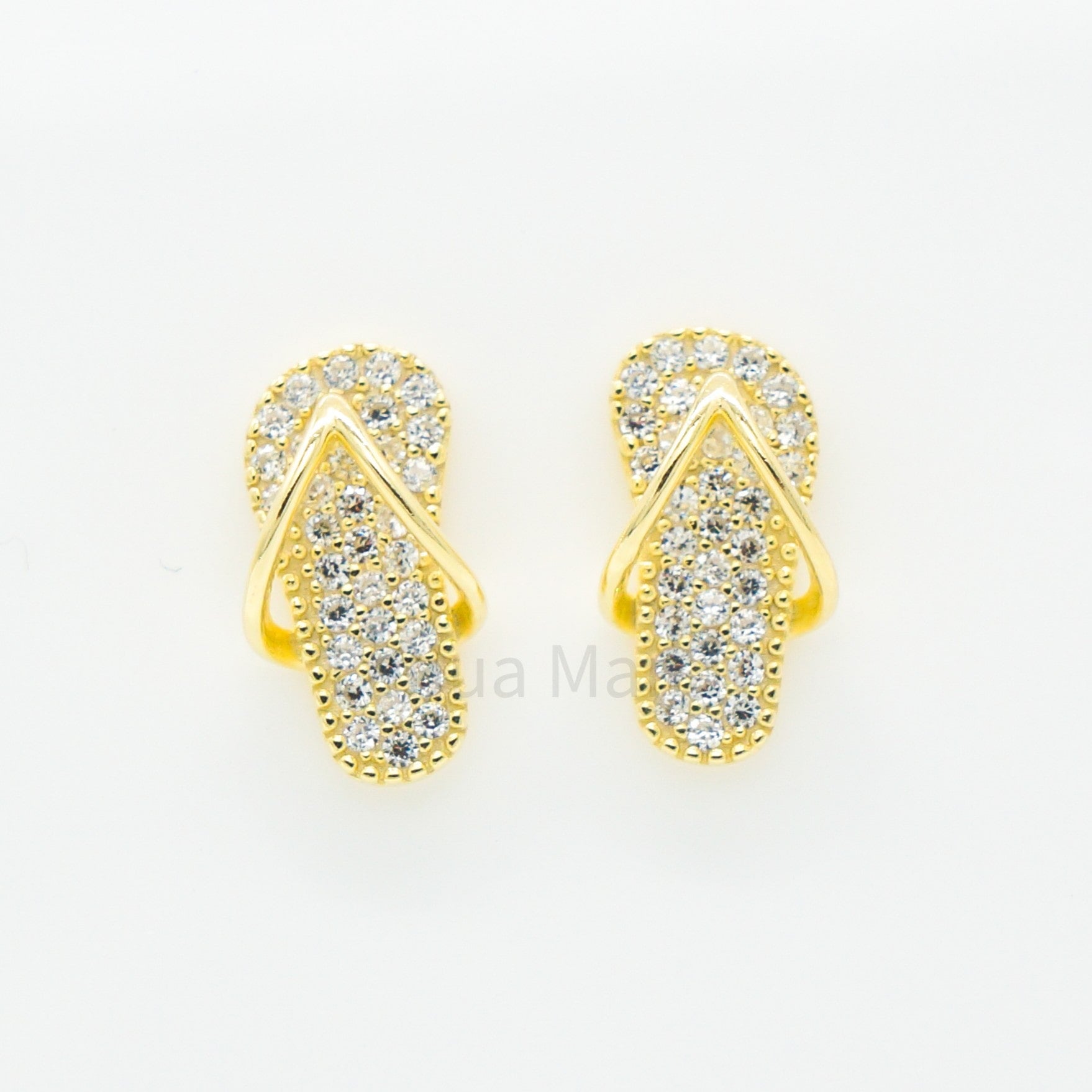 925 Silver CZ Flip flop slipper Post Earrings, CZ Earrings, Cubic Zirconia Earrings, 925 Sterling Silver Jewelry, flip flop slipper Earrings, Stud Earrings