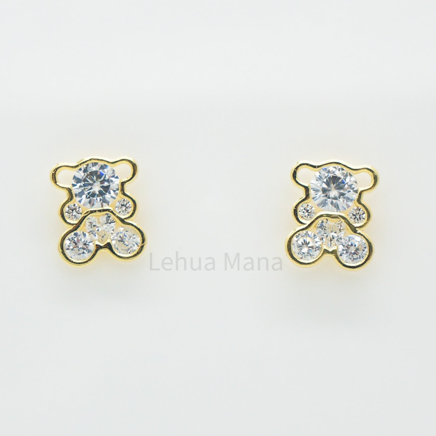 925 Silver CZ Teddy Bear Post Earrings, CZ Earrings, Cubic Zirconia Earrings, 925 Sterling Silver Jewelry, Teddy Bear Earrings, Stud Earrings