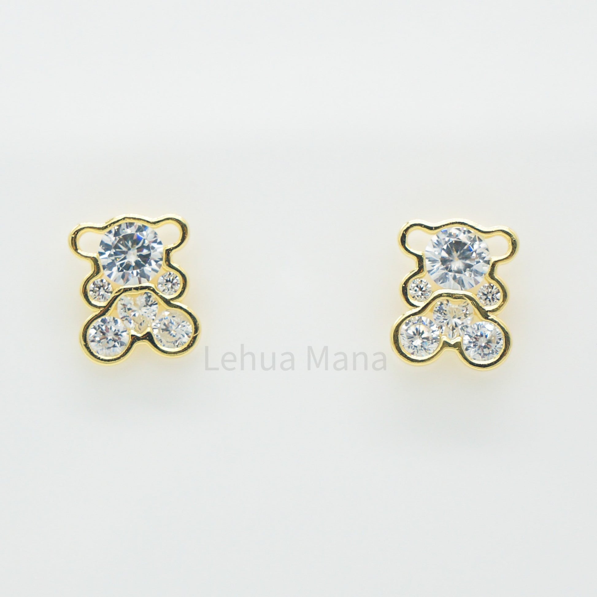 925 Silver CZ Teddy Bear Post Earrings, CZ Earrings, Cubic Zirconia Earrings, 925 Sterling Silver Jewelry, Teddy Bear Earrings, Stud Earrings
