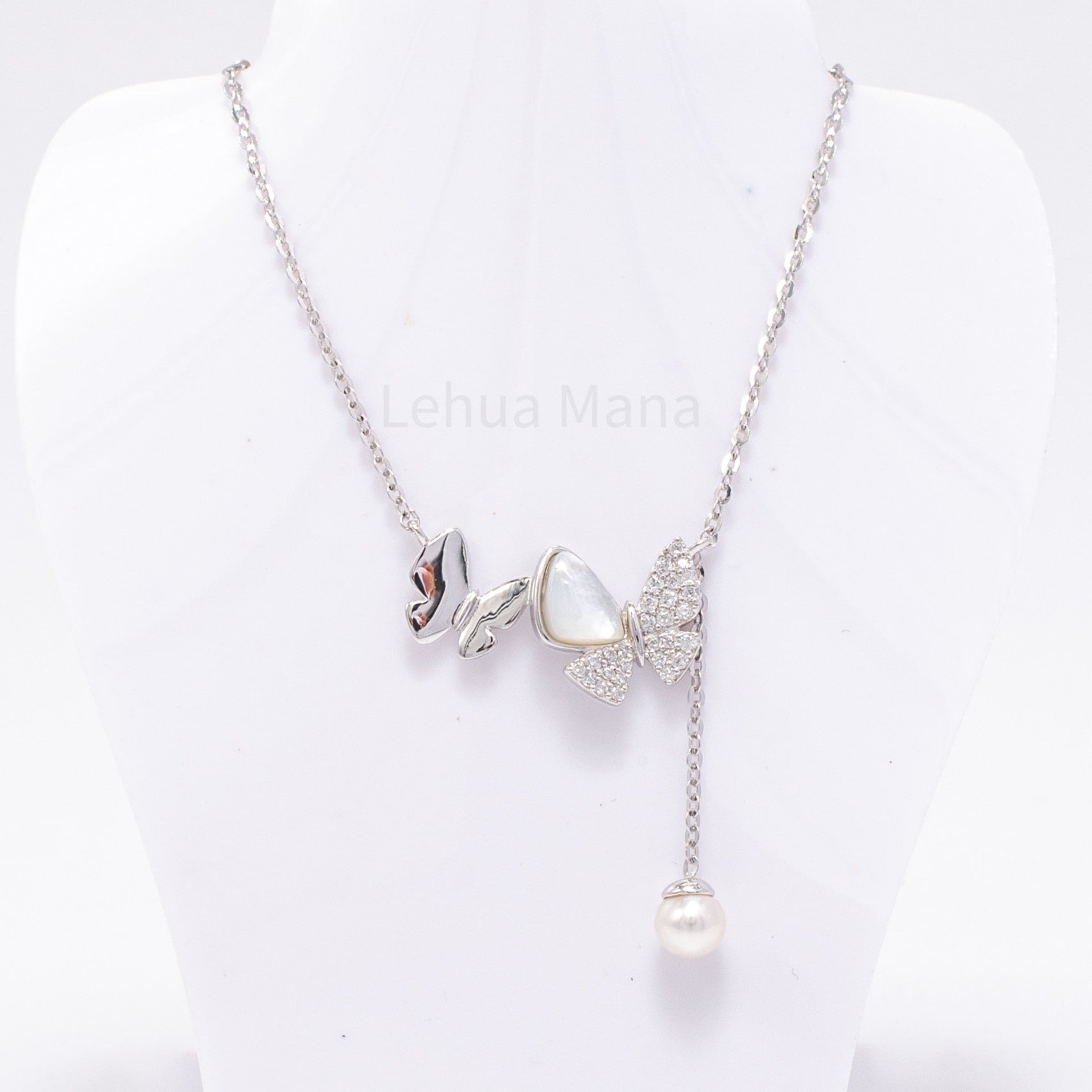 925 Silver CZ Butterfly Necklace, CZ Necklace, Cubic Zirconia Necklace, 925 Sterling Silver Jewelry, Butterfly Necklace