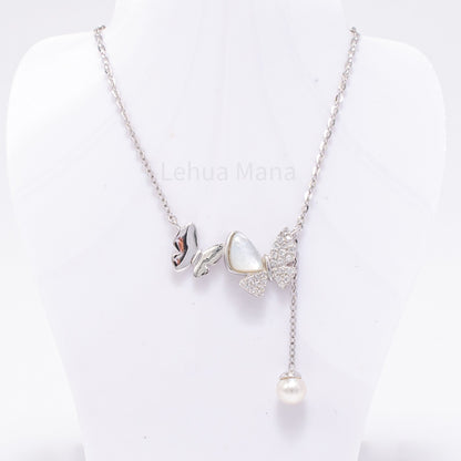 925 Silver CZ Butterfly Necklace, CZ Necklace, Cubic Zirconia Necklace, 925 Sterling Silver Jewelry, Butterfly Necklace
