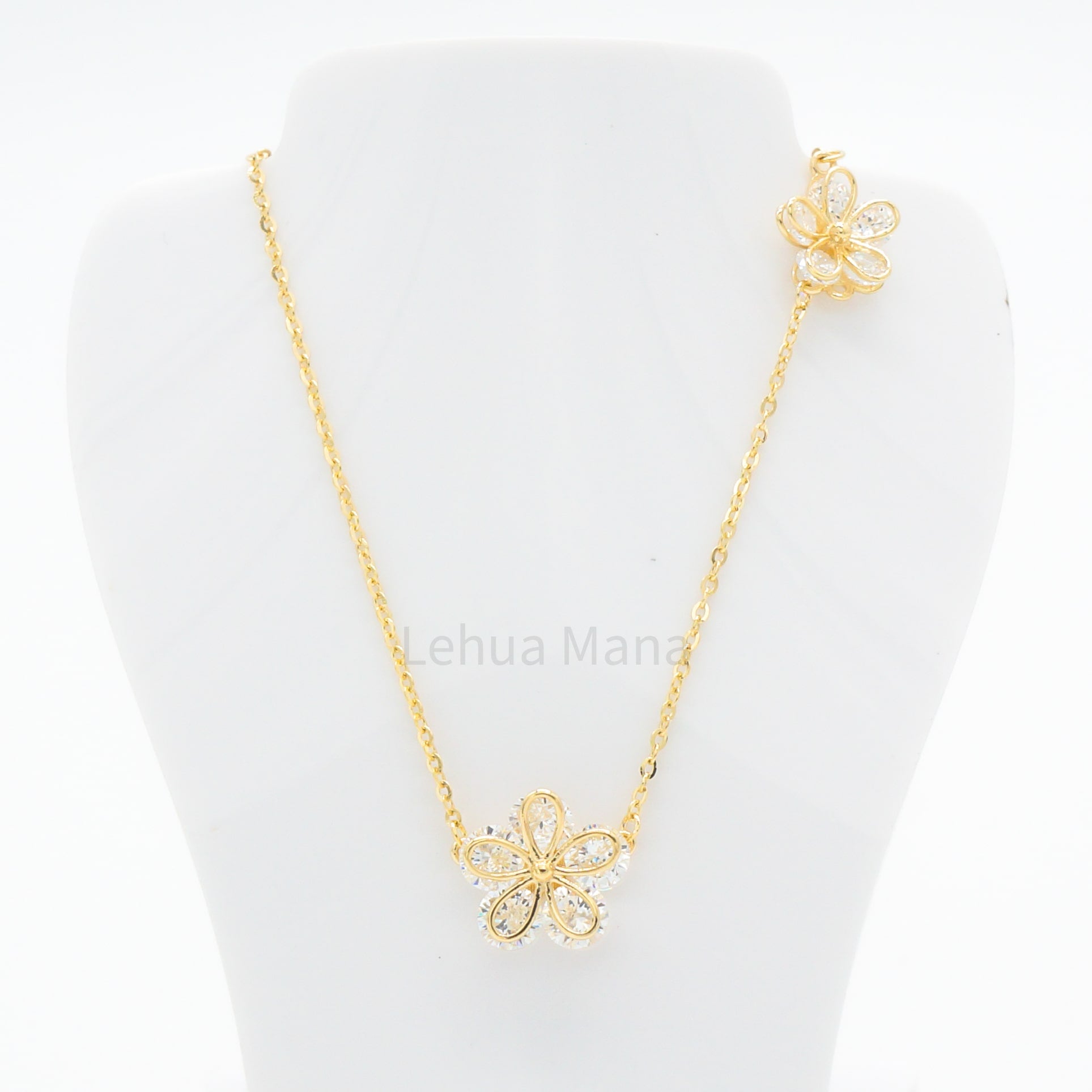 925 Silver CZ Flower Necklace, CZ Necklace, Cubic Zirconia Necklace, 925 Sterling Silver Jewelry, Flower Necklace