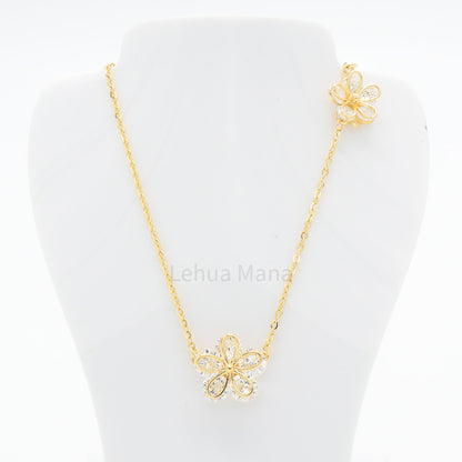 925 Silver CZ Flower Necklace, CZ Necklace, Cubic Zirconia Necklace, 925 Sterling Silver Jewelry, Flower Necklace
