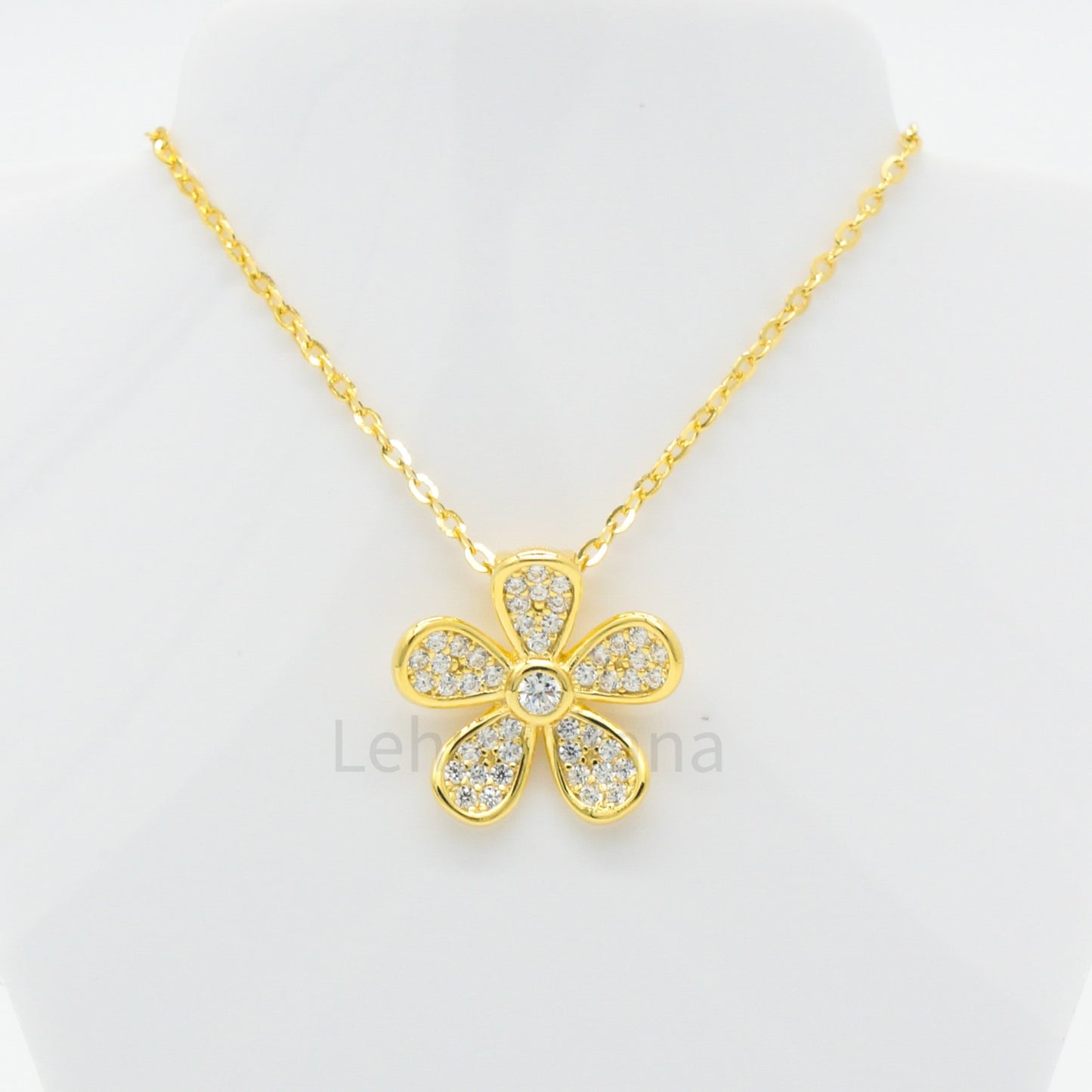 925 Silver CZ Flower Necklace, CZ Necklace, Cubic Zirconia Necklace, 925 Sterling Silver Jewelry, Flower Necklace