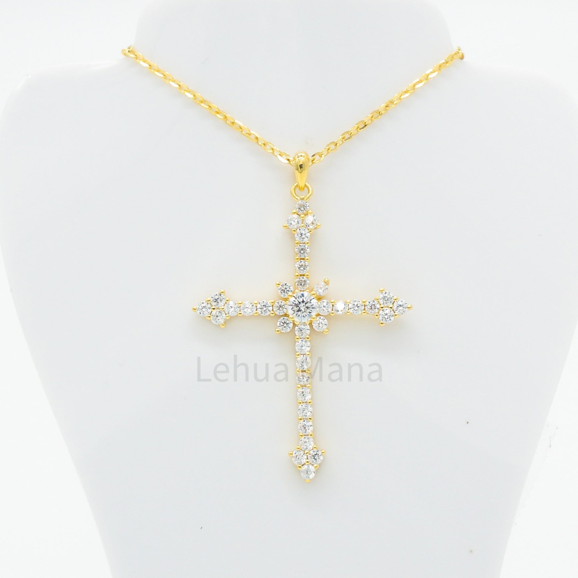 925 Silver CZ Cross Necklace, CZ Necklace, Cubic Zirconia Necklace, 925 Sterling Silver Jewelry, Cross Necklace