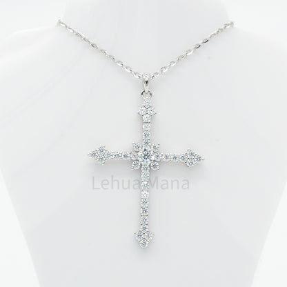 925 Silver CZ Cross Necklace, CZ Necklace, Cubic Zirconia Necklace, 925 Sterling Silver Jewelry, Cross Necklace