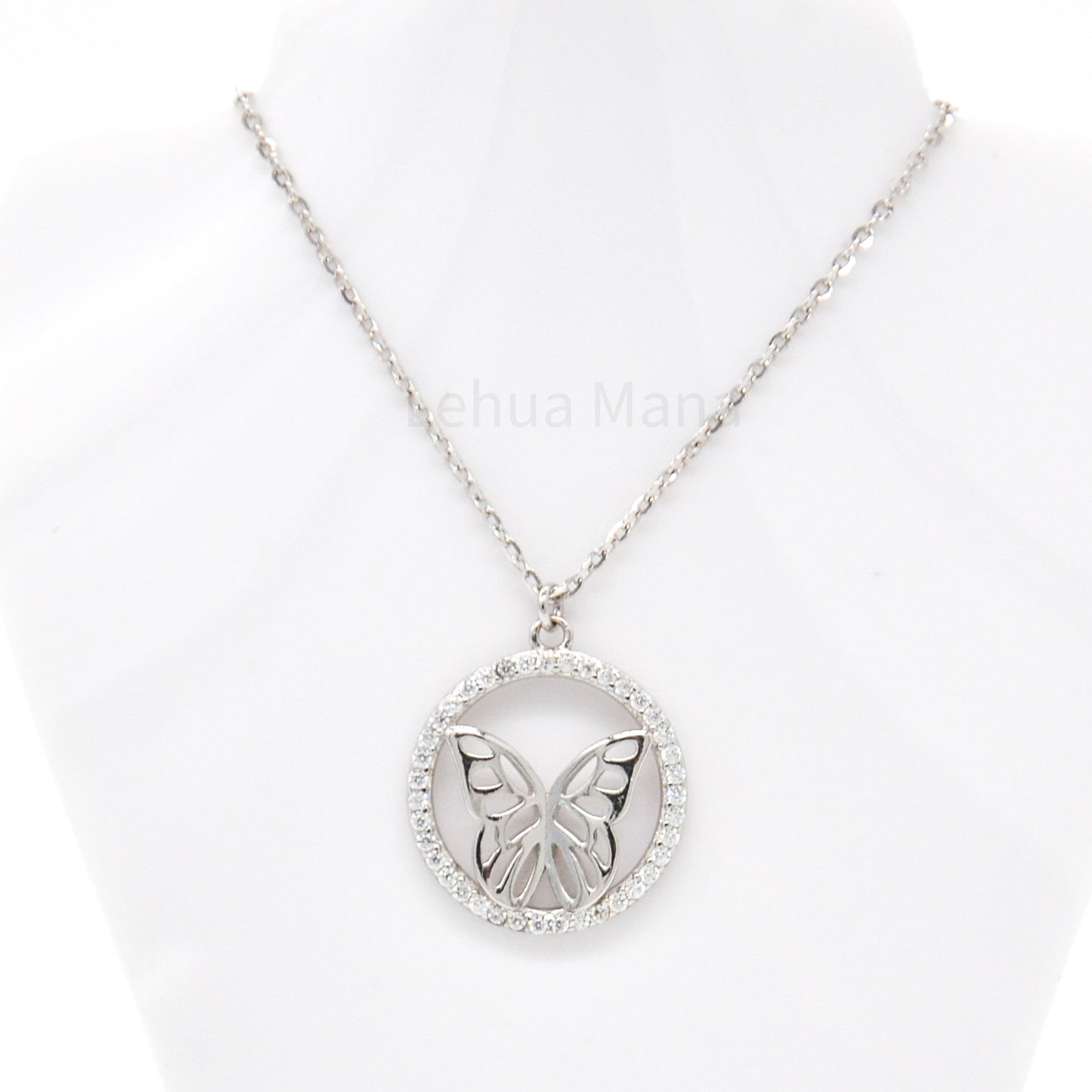 925 Silver CZ Butterfly Necklace, CZ Necklace, Cubic Zirconia Necklace, 925 Sterling Silver Jewelry, Butterfly Necklace