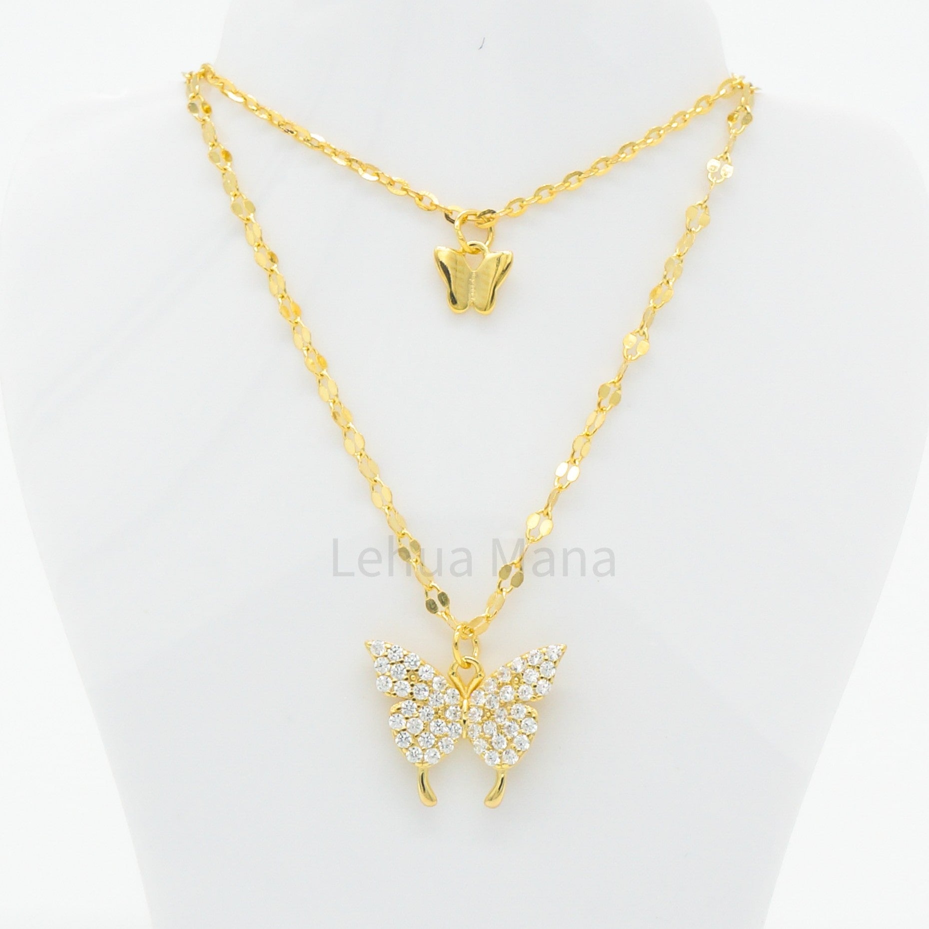925 Silver CZ Butterfly Necklace, CZ Necklace, Cubic Zirconia Necklace, 925 Sterling Silver Jewelry, Butterfly Necklace