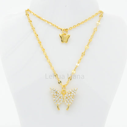 925 Silver CZ Butterfly Necklace, CZ Necklace, Cubic Zirconia Necklace, 925 Sterling Silver Jewelry, Butterfly Necklace