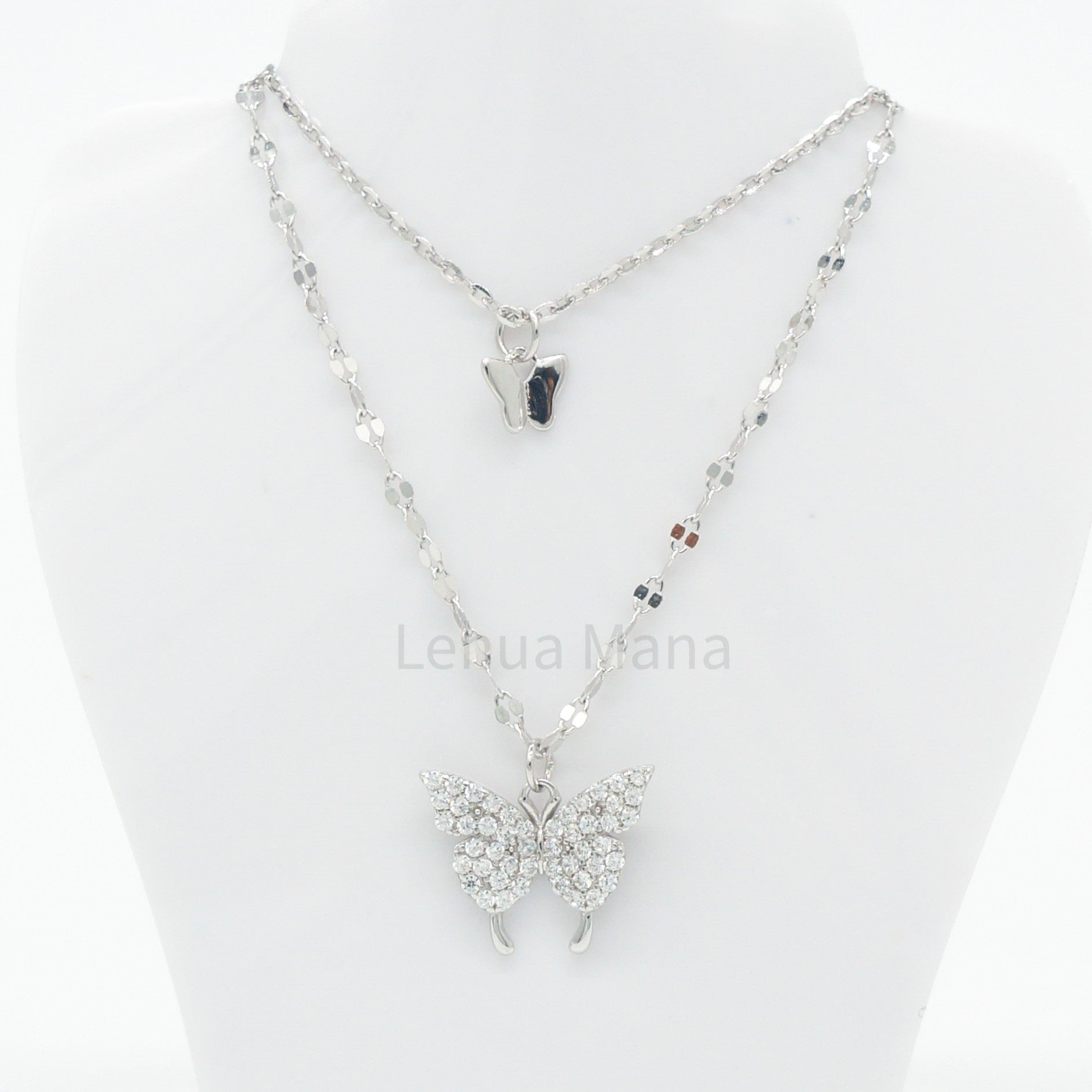 925 Silver CZ Butterfly Necklace, CZ Necklace, Cubic Zirconia Necklace, 925 Sterling Silver Jewelry, Butterfly Necklace