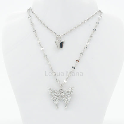 925 Silver CZ Butterfly Necklace, CZ Necklace, Cubic Zirconia Necklace, 925 Sterling Silver Jewelry, Butterfly Necklace