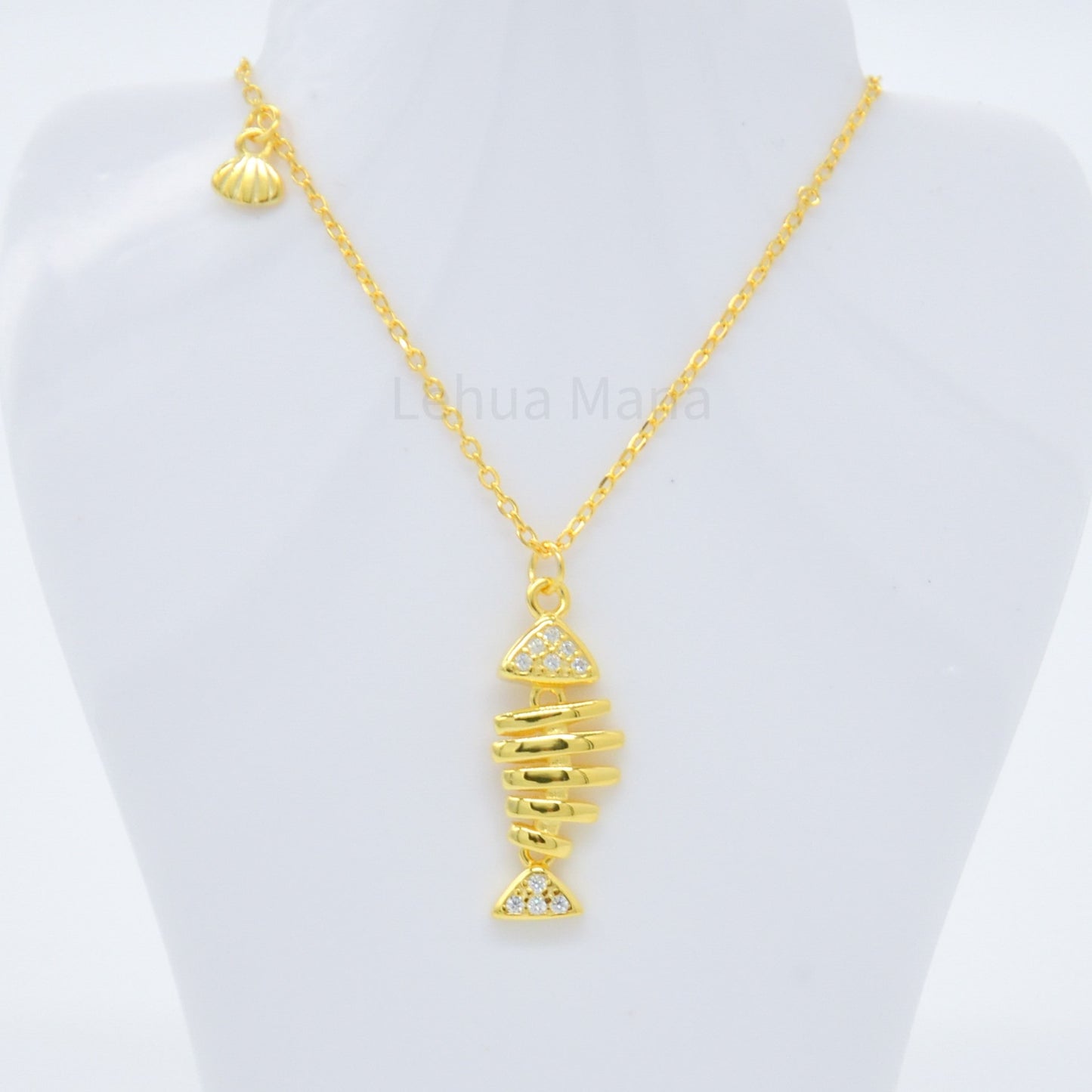 925 Silver CZ Fish Bones Necklace, CZ Necklace, Cubic Zirconia Necklace, 925 Sterling Silver Jewelry, Fish Bones Necklace