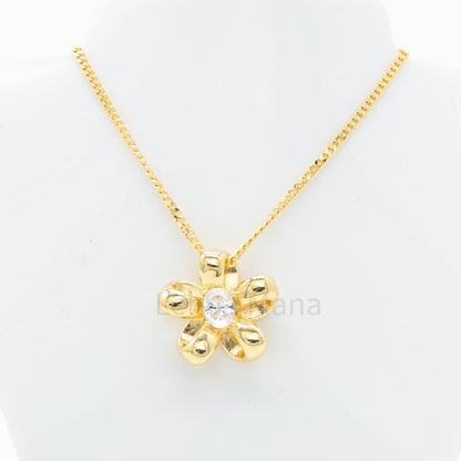 925 Silver CZ Cutout Flower Necklace, CZ Necklace, Cubic Zirconia Necklace, 925 Sterling Silver Jewelry, Cutout Flower Necklace