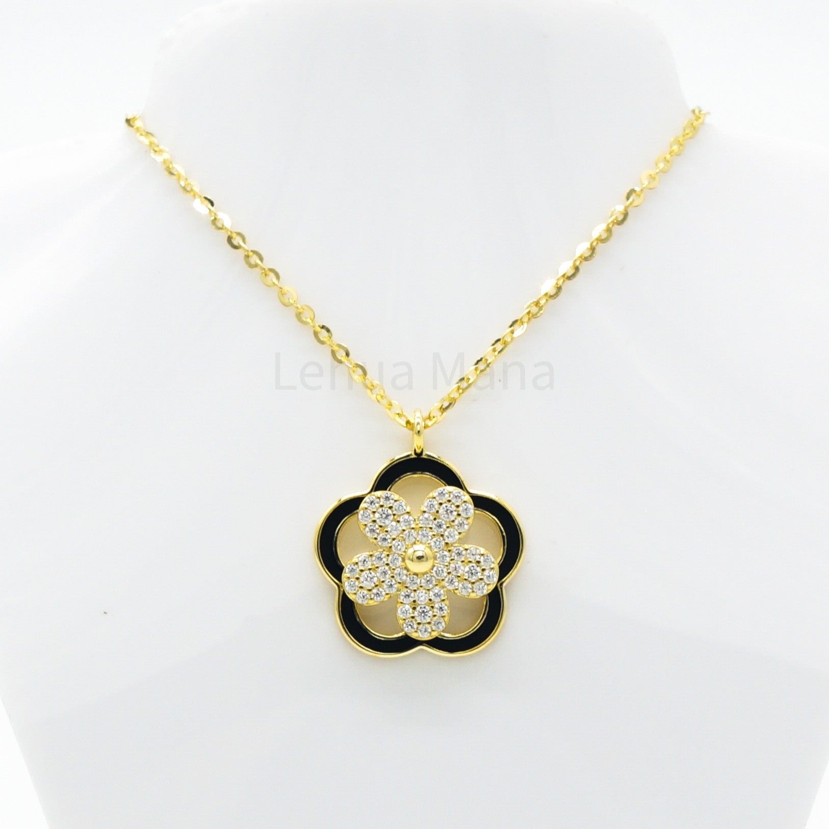 925 Silver CZ Spinner Flower Necklace, CZ Necklace, Cubic Zirconia Necklace, 925 Sterling Silver Jewelry, Spinner Flower Necklace