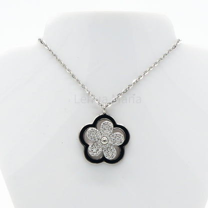 925 Silver CZ Spinner Flower Necklace, CZ Necklace, Cubic Zirconia Necklace, 925 Sterling Silver Jewelry, Spinner Flower Necklace