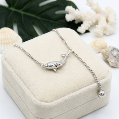 Hawaiian Humpback Whale Lariat Necklace - 925 Sterling Silver