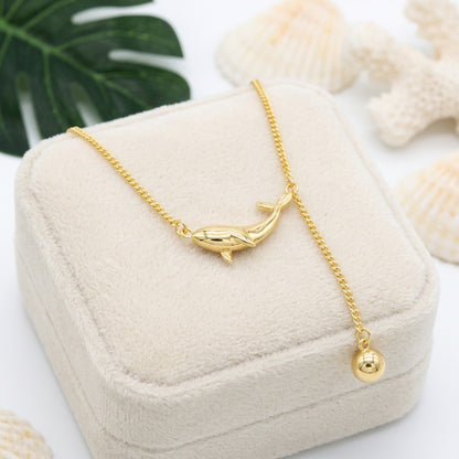Hawaiian Humpback Whale Lariat Necklace - 925 Sterling Silver
