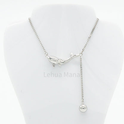 925 Silver CZ Humpback Whale Necklace, CZ Necklace, Cubic Zirconia Necklace, 925 Sterling Silver Jewelry, Whale Necklace