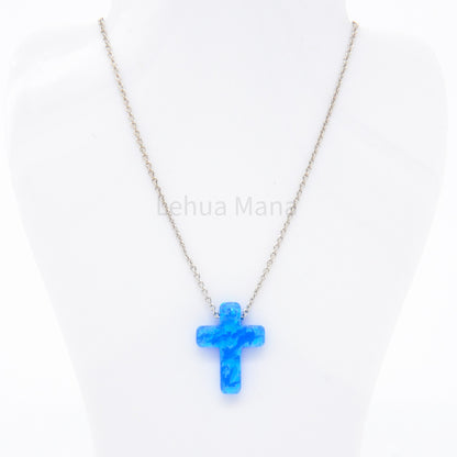 925 Silver Opal Cross Necklace, Opal Necklace, 925 Sterling Silver Jewelry, Cross Necklace