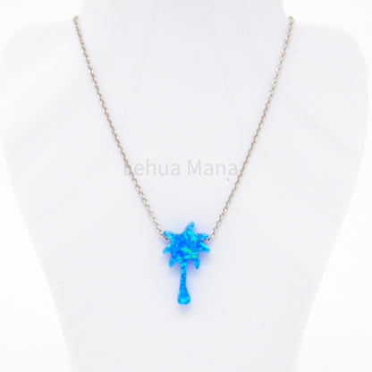 925 Silver Opal Palm Tree Necklace, Opal Necklace, 925 Sterling Silver Jewelry, Palm Tree Necklace