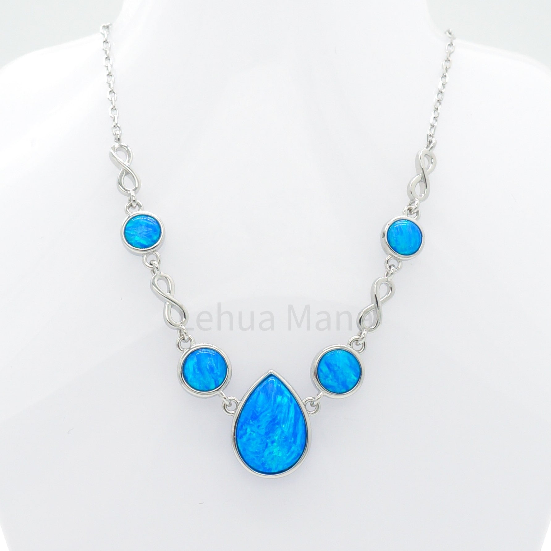925 Silver Opal Raindrop Necklace, Opal Necklace, 925 Sterling Silver Jewelry, Raindrop Necklace