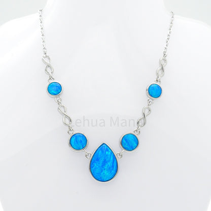 925 Silver Opal Raindrop Necklace, Opal Necklace, 925 Sterling Silver Jewelry, Raindrop Necklace
