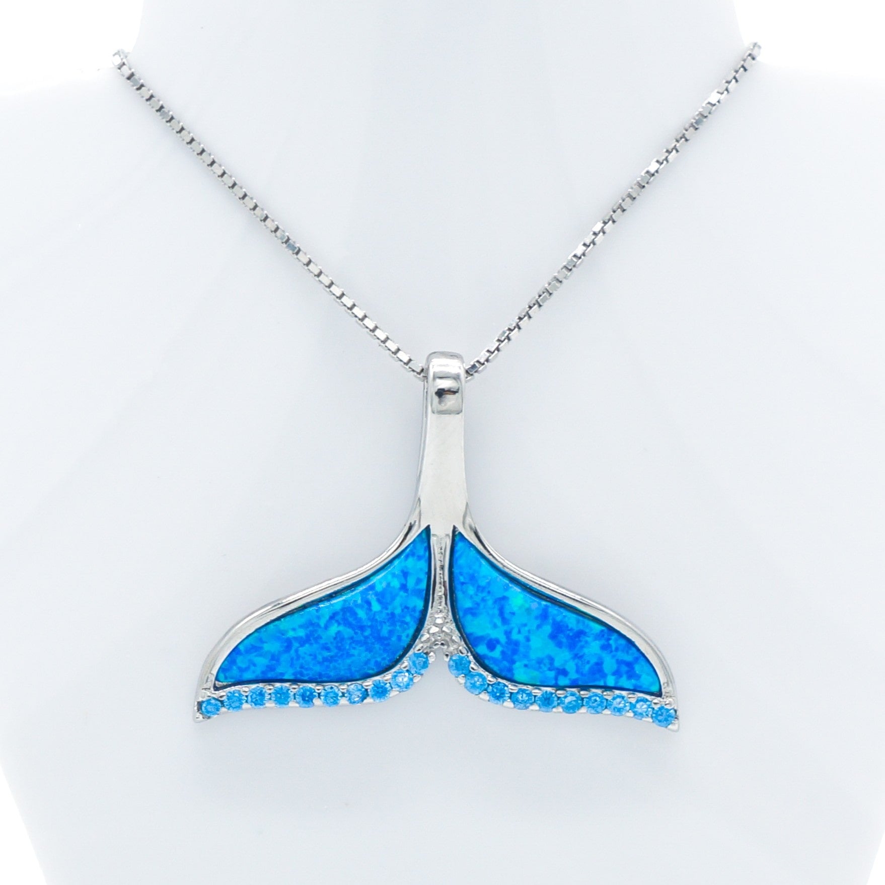 925 Silver Opal Whale Tail Necklace, Opal Necklace, 925 Sterling Silver Jewelry, Whale Tail Necklace