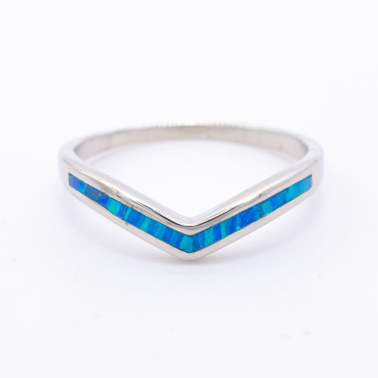 deluxe opal chevron ring, opal ring, 925 silver ring, chevron ring