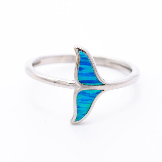 deluxe opal whale tail ring, opal ring, 925 silver ring, whale tail ring