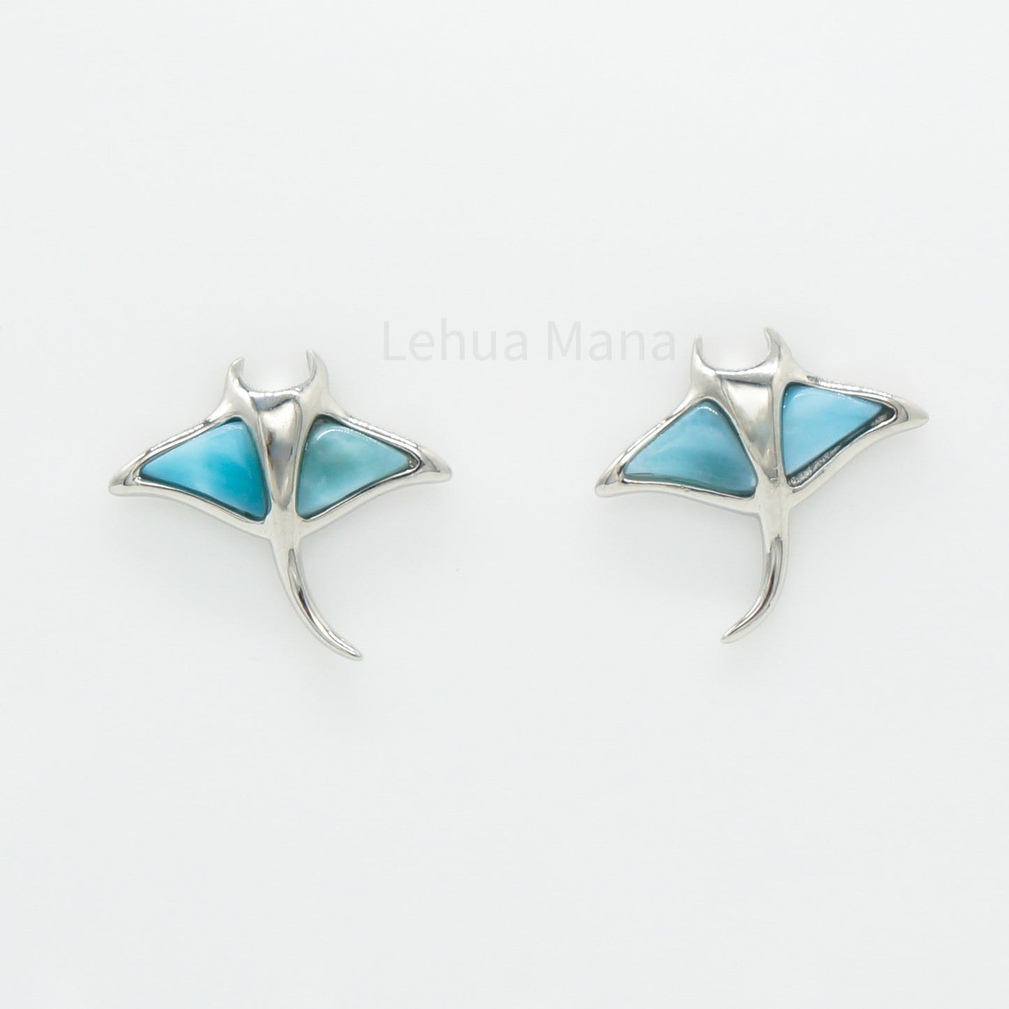 925 Silver Larimar Manta Ray Earrings, Larimar Earrings, 925 Sterling Silver Jewelry, Manta Ray Earrings, Stud Earrings