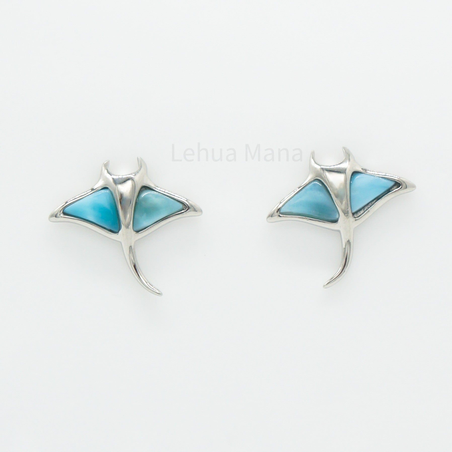 925 Silver Larimar Manta Ray Earrings, Larimar Earrings, 925 Sterling Silver Jewelry, Manta Ray Earrings, Stud Earrings