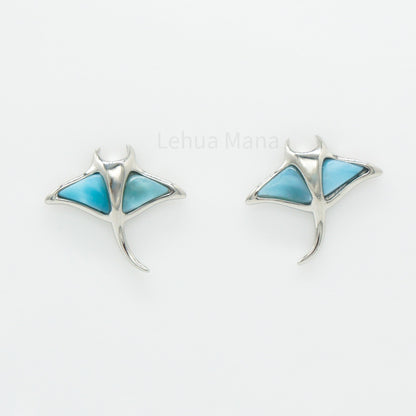 925 Silver Larimar Manta Ray Earrings, Larimar Earrings, 925 Sterling Silver Jewelry, Manta Ray Earrings, Stud Earrings
